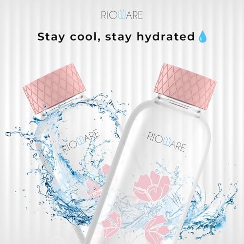 Image of Rioware Purifa Pro Borosilicate Glass Water Bottle With Silicon Sleeve (750Ml) | Airtight Lid | Leak Proof | Silicon Cap | Fridge Water Bottles For Home, Office & Gym -Pack Of 04(Pink)