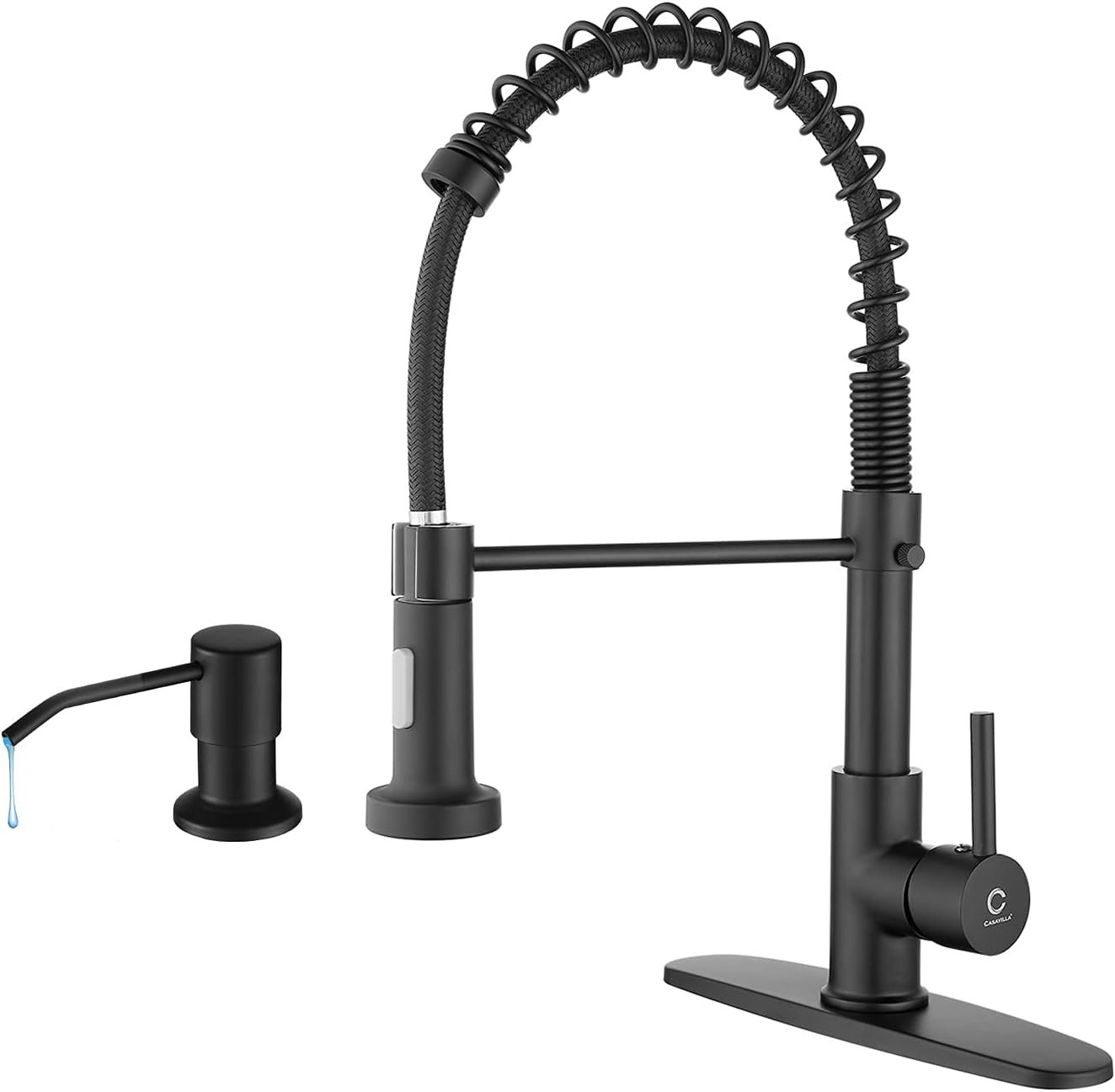Casavilla Kitchen Faucet Set, Black Kitchen Sink Faucets with Pull Down