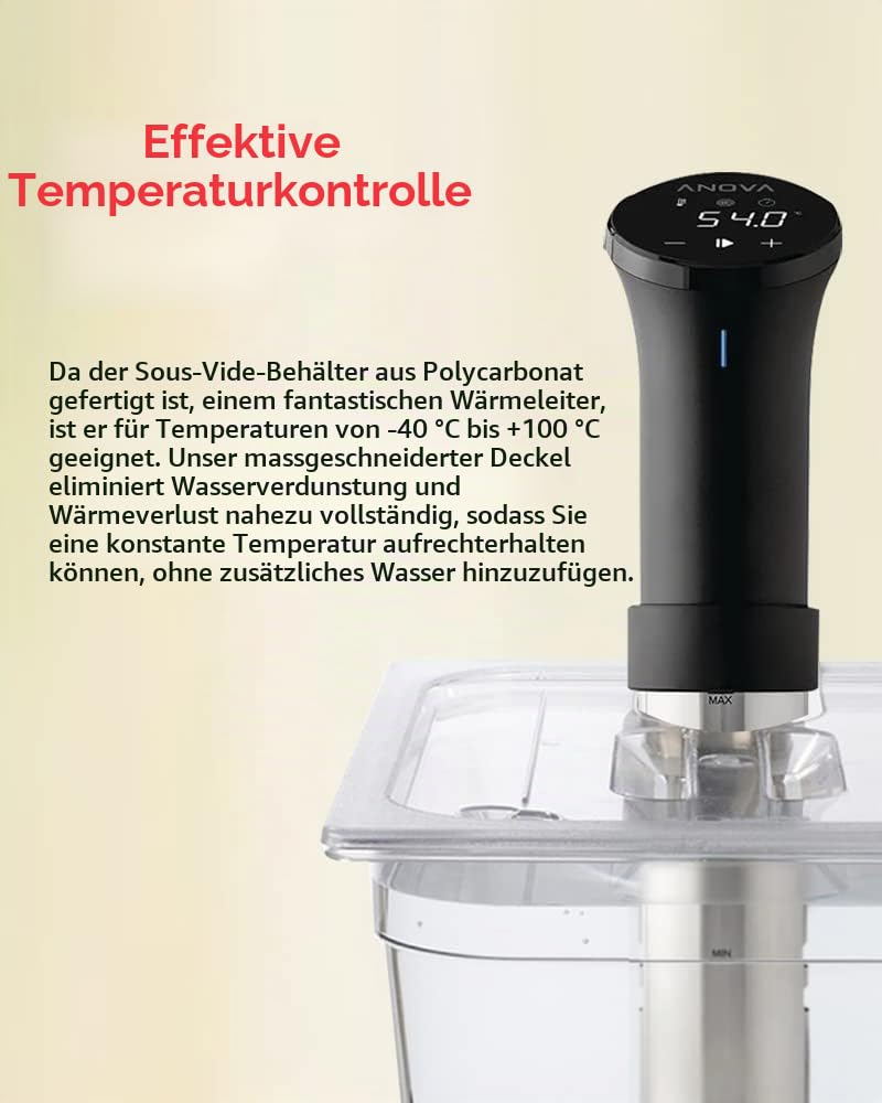 SousVideTools Behälter aus Polycarbonat, 11,6 l, mit Deckel passend für den Sous-Vide-Stick von Anova, durchsichtig, zum Garen, frei von BPA, nicht-haftend und spülmaschinengeeignet