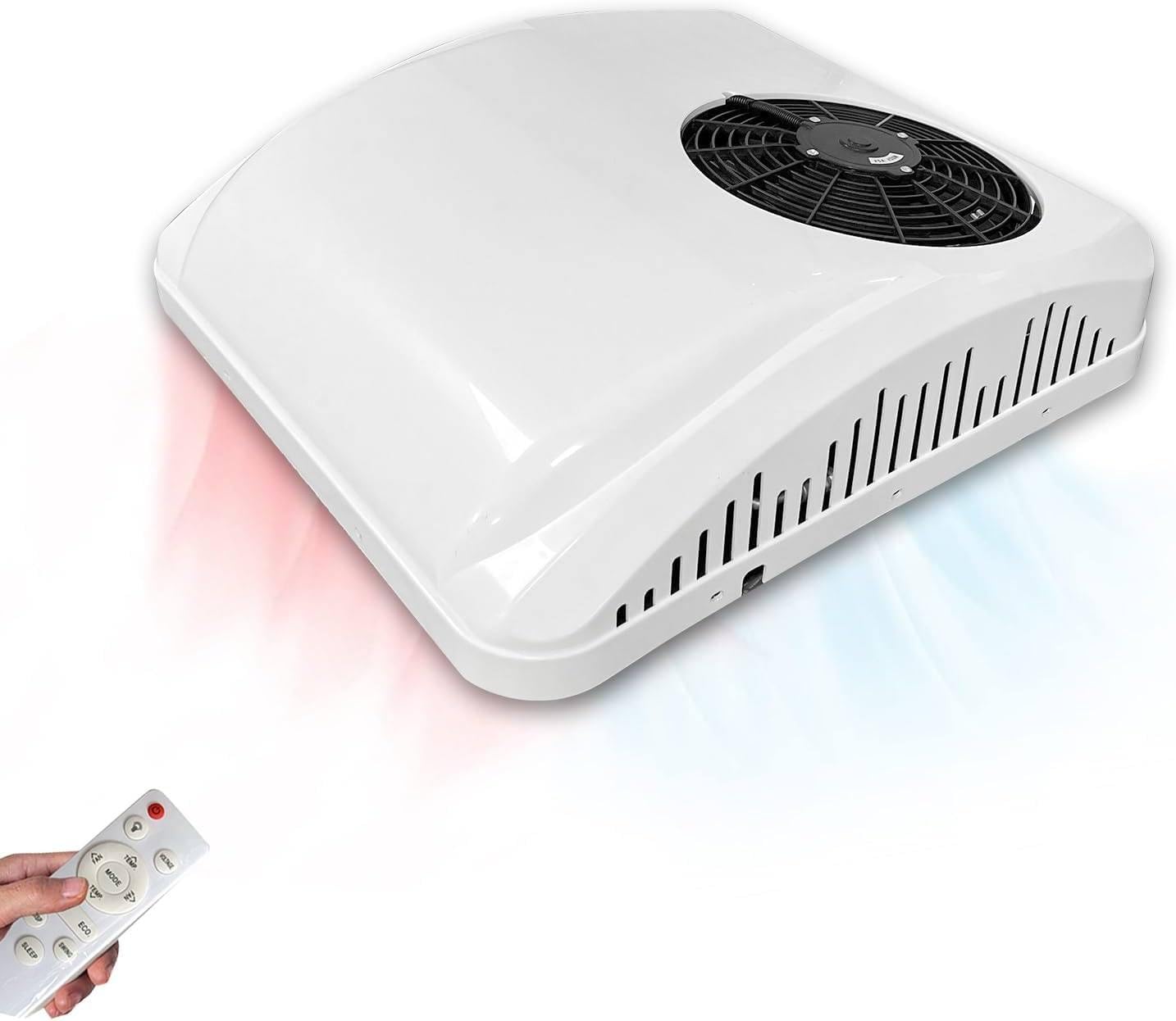 Aire Acondicionado portátil para caravanas de 8500 BTU: calefacción y refrigeración 2 en 1, fácil instalación, Unidad de Techo sin conductos, 12 V/24 V, bajo Nivel de Ruido de 45 dB.