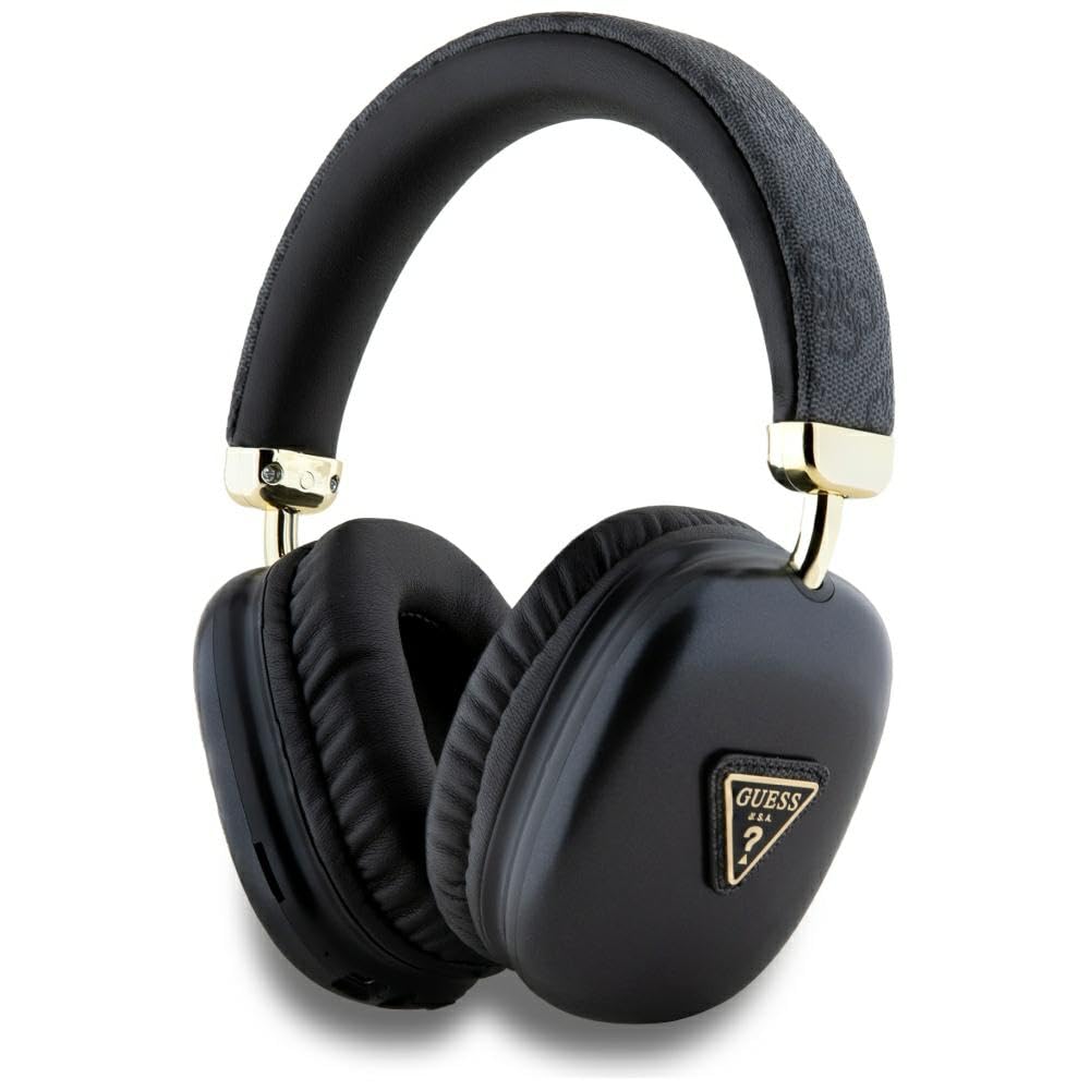 CG MOBILE Guess - Cuffie Bluetooth con logo triangolo dorato, suono chiaro, bassi profondi potenti, design ergonomico, durata della batteria durevole, facili da abbinare, versione BT 5.3, tempo di