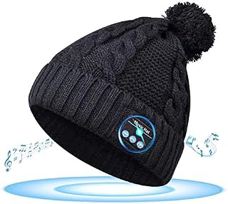 GeekerChip Rechargeable Bluetooth Hat (Black), Bluetooth 5.0 Music Hat Knitted Hat, Compatible with Smartphone/PC/Tablet, for Running Outdoor Sports Skiing Camping Hiking