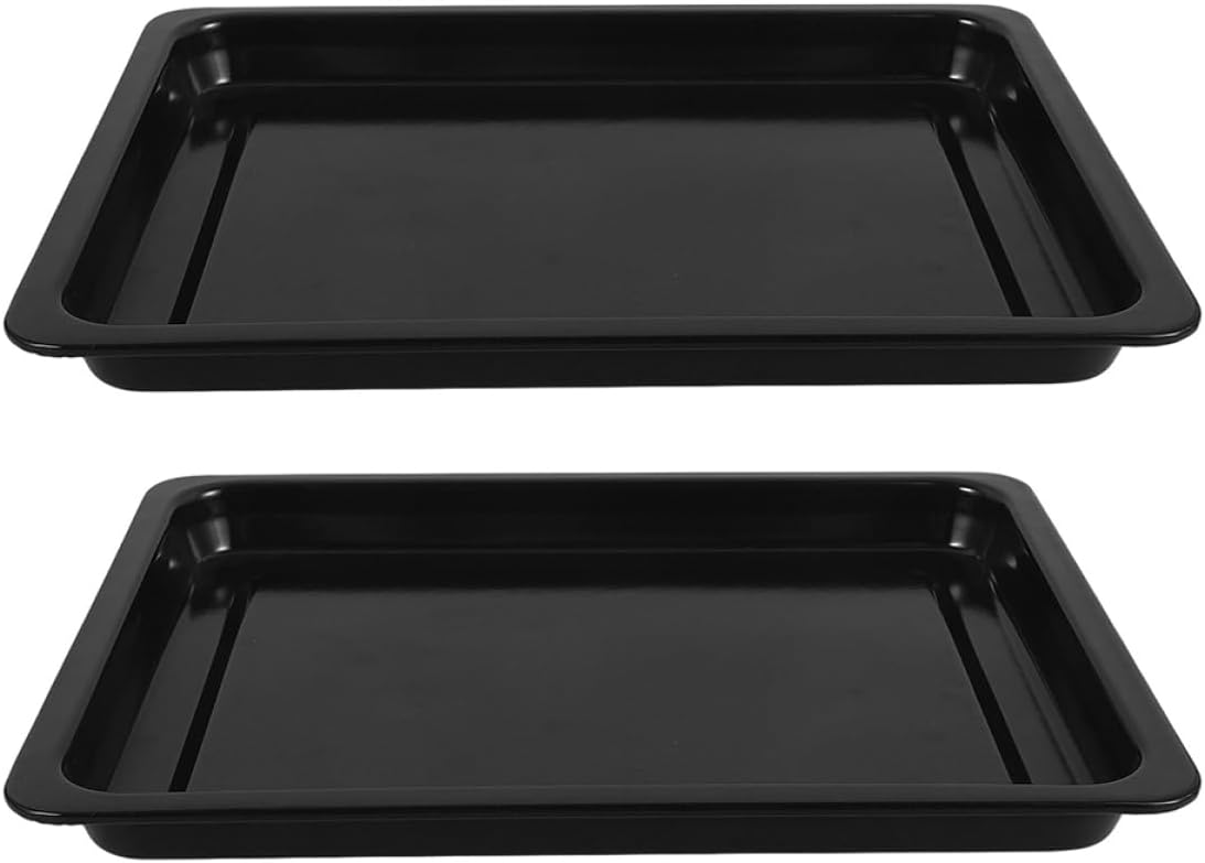 2Pcs Black Enamel Baking Trays Heavy Duty Oven Roasting Pans Easy to Clean for Commercial Baking Space Efficient Design for Electric Ovens