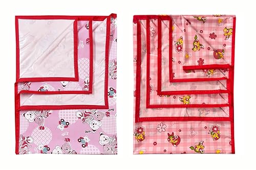 Image of EcoSoft Plastic Sheet,PVC Sheet for Kids,Rubber Sheet for Babies,Bed Wetting Protector(90 x 135 cm) (Pink Bear & Pink PPG)
