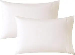 WhatsBedding Standard Size Pillowcases Set of 2, 20x26 Cotton Pillow Case with Envelope Closure, Soft & Breathable Pillow Covers for Bed, Beige