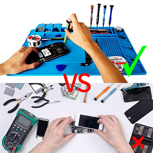 Kaisi S-160 Soldering Mat Insulation Silicone Magnetic Repair Work Mat Heat-Resistant Soldering Station Mat for BGA and Gun Soldering Iron, Workbench, Cell Phone Laptop Repair, Size: 17.8 x 11.8 inch
