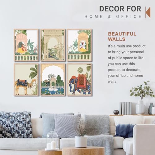 Image of NoWorries Madhubani Wall Decor Paintings | Set of 6 Premium Traditional Art Framed Posters with Synthetic P.S. Moulding Frames | Perfect for Living Room & Home Decoration (13x17 Inches, ART ATTACK-10)
