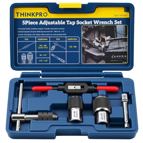 Thinkpro 5 Piece Tap Wrench Set with Adjustable Tap Socket & T-Handle