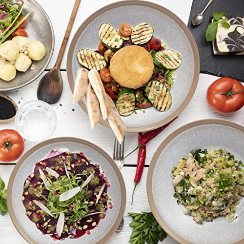 Qoutique, Matte Reactive Glaze Dishes Dinnerware Set, 16 Pieces, Stoneware, Plates And Bowls Sets, Service For 4, Microwave Safe, Chip Resistant, For Everyday Casual Kitchen And Formal Dinner #TOP5