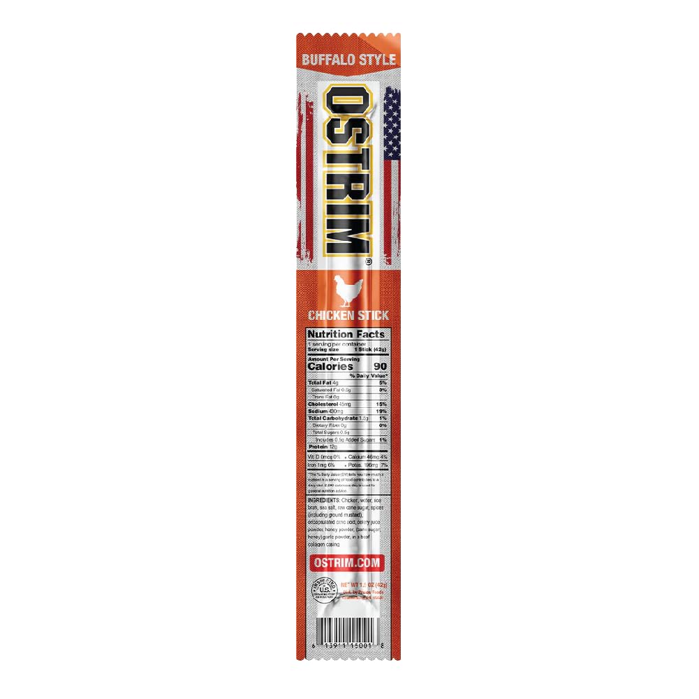 Ostrim Chicken Jerky Snack Sticks-Buffalo Wing Flavor, 1.5 oz (Pack of 10)