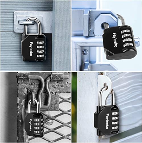 Image of Combination Lock, 4 Digit Combination Padlock for School Gym Sports Locker, Fence, Toolbox, Case, Hasp Cabinet Storage (2 Pack, Light Blue & Black)