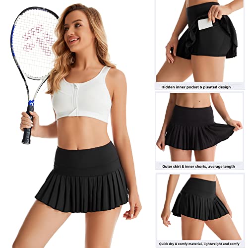 Yknktstc Women Tennis Skirt with Pocket Pleated Golf Skirt Workout