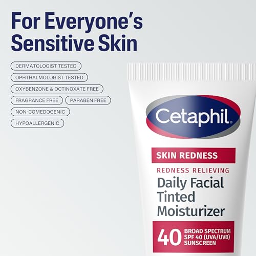 Image of CETAPHIL Redness Relieving Daily Facial Moisturizer SPF 40, 1.7 fl oz, Broad spectrum Sunscreen, Neutral Tint, For Redness-Prone Skin