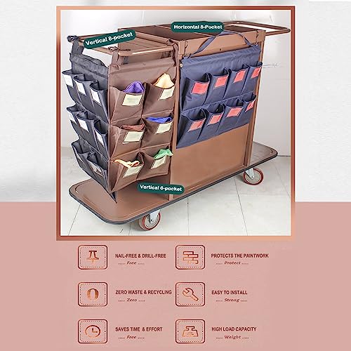 Image of Replacement Janitorial Bag, Waterproof Thickened Commercial 8-Pocket Housekeeping Organizer, Fits Any Cart, Used for Material Storage Transport