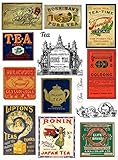 Assorted Vintage Ephemera Tea Label Images #1 on Collage Sheet for Art, Scrapbooking, Collage, Decoupage