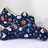 A Nice Night Kids Back Reading Pillow for Reading and Watching TV Bed to Lounge, Basketball Football Baseball Sports Party Printed，with Matching Cushion Cover