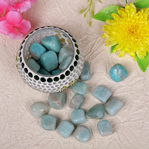 Amazonite Healing Crystals - Tumbled Stones and Crystals Bulk - Chrysocolla Tumbled - Crystal Set - Reiki Supplies - Crystals Decor - Crystal Gifts - Decorated Rocks - 1/2LB by ABHISUBYA - Image 5