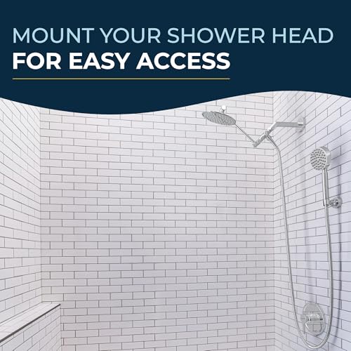 HammerHead Showers® ALL METAL Handheld Shower Head Holder Wall Mount – CHROME – Adjustable Screw Mounted Shower Wand Holder with Pivot Ball – Shower Hose Holder, Fits Most Handheld Shower Heads