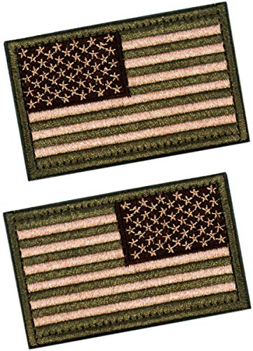 2 PCS Tactical Patches of USA US American Flag Regular and Reverse, with Hook and Loop for Backpacks Caps Hats Jackets Pants, Military Army Uniform Emblems, Size 3x2 Inches