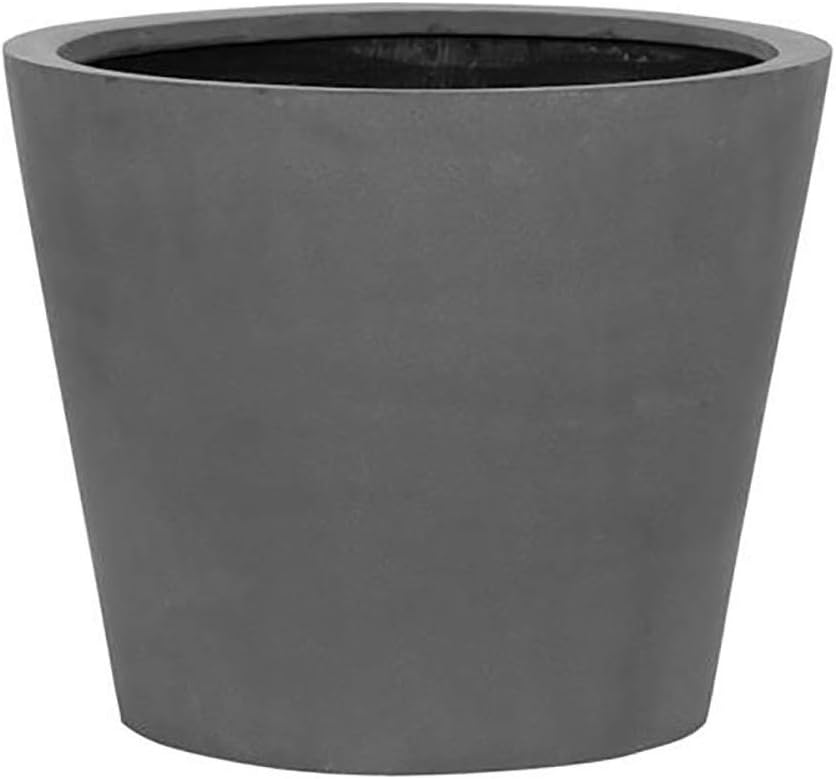 Pottery Pots Cement Gray Tapered Cylinder Planter Home Outdoor Planter Bucket - Large Fiberstone Plant Pot 16" H x 19" W