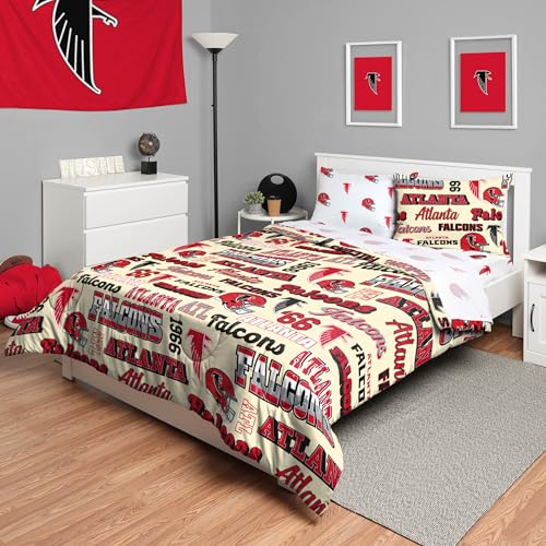 FOCO Atlanta Falcons NFL Retro Bed in a Bag Comforter Bedding 5 Piece Twin Set
