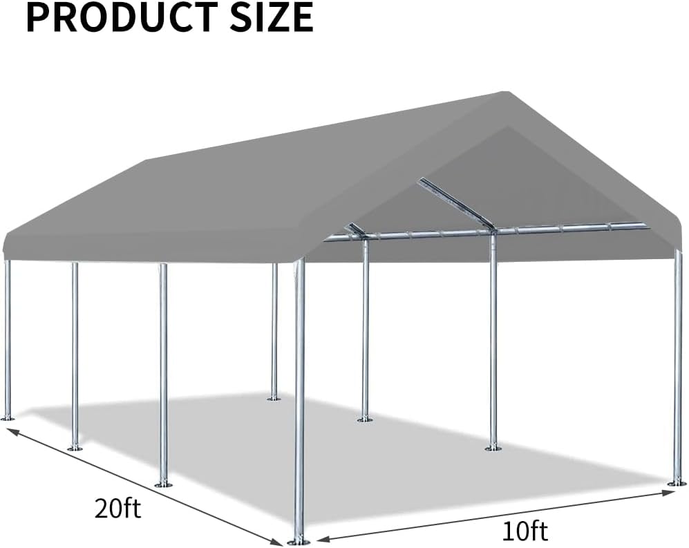 12x20 Upgraded Carport Replacement Top Canopy Cover for Car Garage Shelter Tent Party Tent with Ball Bungees White (Only Top Cover, Frame is not Included) 12x20 Upgraded Carport Replacement Top Canopy Cover for Car Garage Shelter Tent Party Tent with Ball Bungees White (Only Top Cover, Frame is not Included)