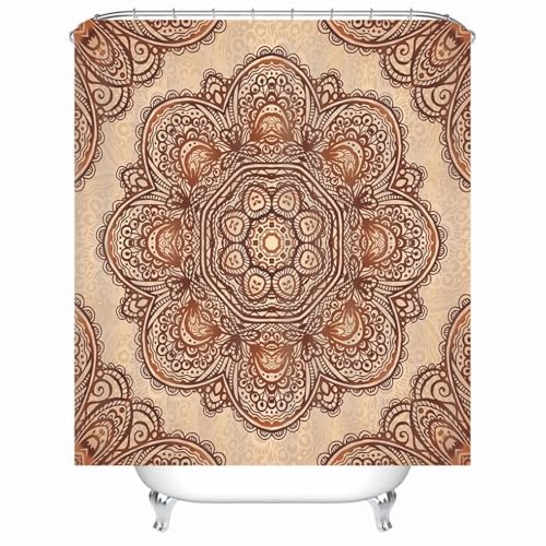 Rideau de douche polyester marron imperméable pour salle de bain - 2