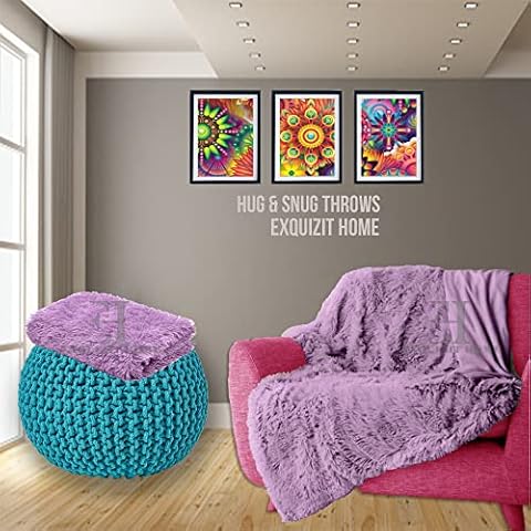 Luxury Hug and Snug Cuddles Fluffy Faux Fur Sherpa Teddy Fleece Reversible Throw Sofa Bed Super Soft Warm and Cosy Blanket Throw Lilac 150cm x 200cm Approximate Cover
