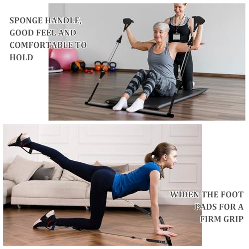 Kit de barra de Pilates com 3 conjuntos de faixas de resistência, equipamento multifuncional de trei