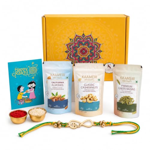 Kaameri Bazaar Rakhi Gift for Brother | Dry Fruits | Rakhi for Brother | Almonds, Cashewnuts and Raisins | Infinity Bro Rakhi