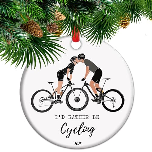 Coppia di ciclisti ornamento natalizio 2025, amanti della bicicletta, regalo di nozze a tema bicicletta, regali per gli amanti della bicicletta, regalo di nozze per ciclisti