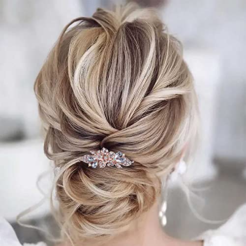 Zeshimb Bridal Hair Clip Barrette Crystal Wedding Headpieces Gold Crystal Hair Barrette Rhinestone Bride Headwear Wedding Hair Accessories For Women And Girls #TOP1