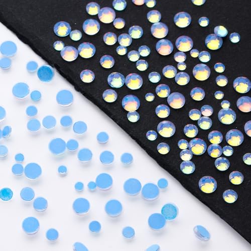Image of F Light Blue Flatback Rhinestones, Glass Rhinestones for Nail Art and Craft, Glue Fix, Loose Crystal Gemstones(F Light Blue, SS30, 288pcs, 6.4-6.6mm)