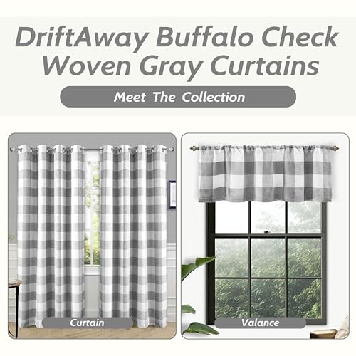Driftaway 810063211455 Buffalo Check Woven Plaid Curtain Window Valances Rod Pocket Curtain Valance Lined Blackout Thermal Insulated Valance For Window Treatment thumb #7