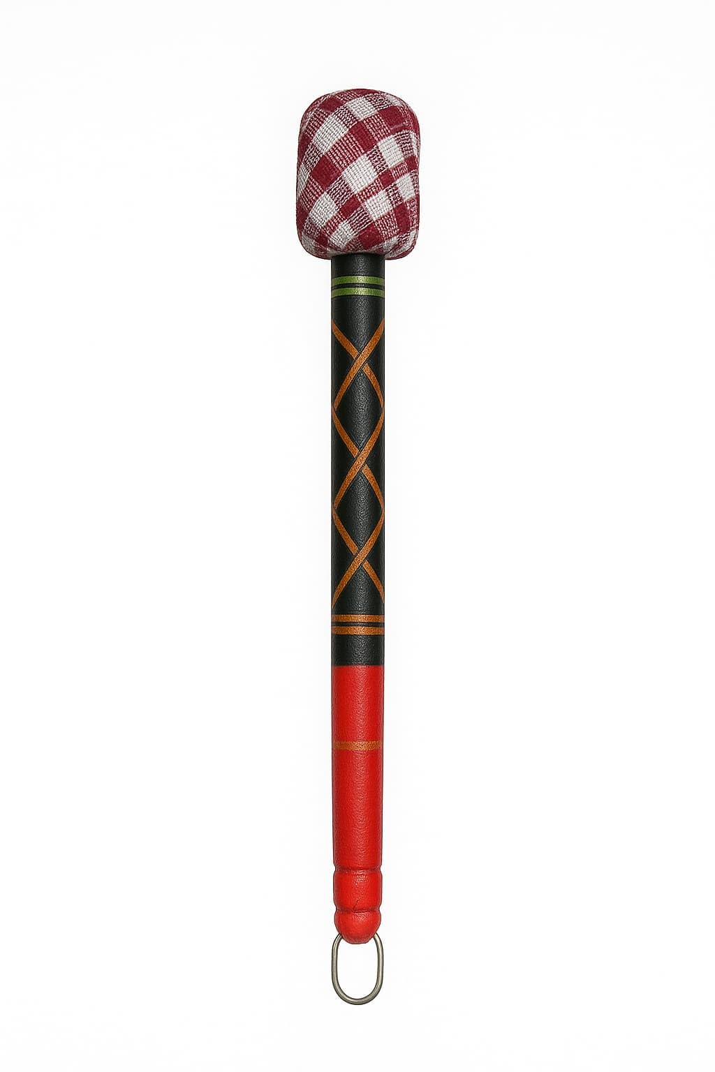 TOP SELECT Decorative Gingham Check Fabric Duster with Wooden Handle, Red, Black, Purple Checkered Pattern, Traditional Cross Design, Home Cleaning (1)-picture-20