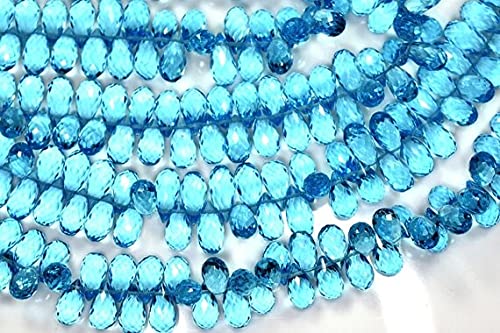 Quartz bleu briolette facetté haut de gamme pour colliers et parures raffinées en pierres