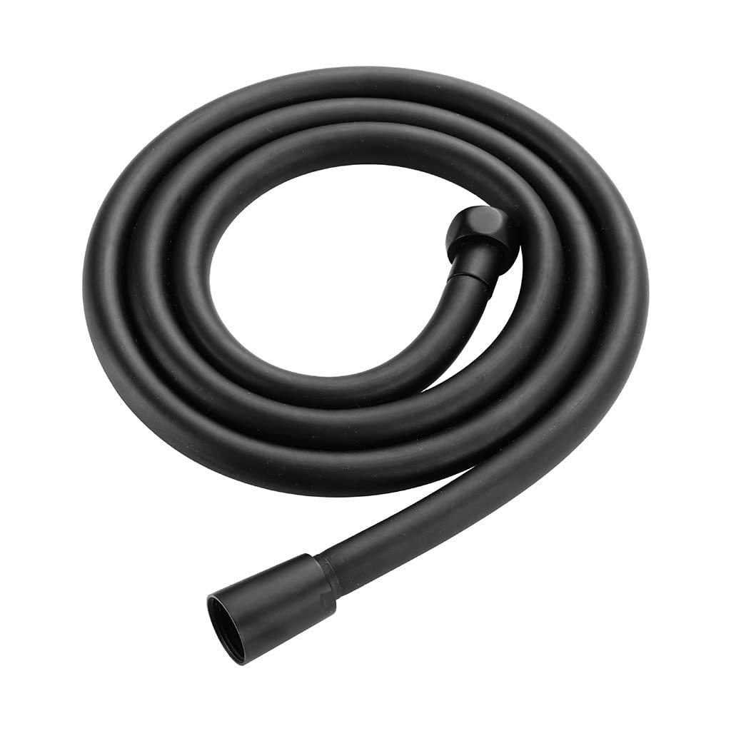 Łącze rurowe, prysznic 1500mm srebrny PVC wysokociśnieniowy gładki wąż prysznicowy, do wanny ręcznej głowicy prysznicowej elastyczny wąż prysznicowy obrót o 360°(Black)