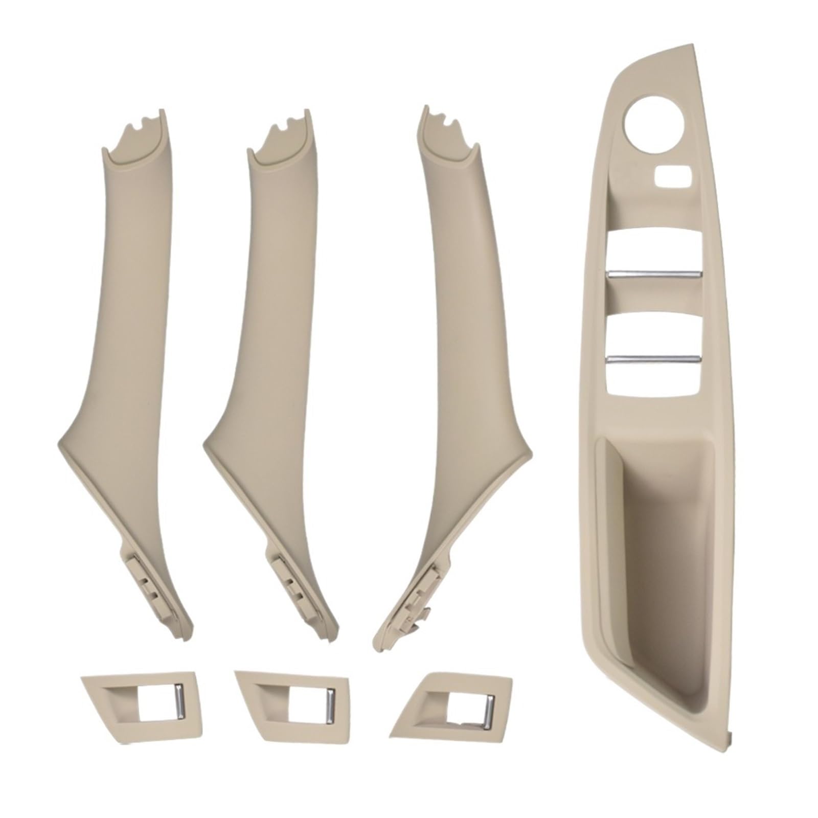 OEXRIGRU Car Interior Door Handles for BMW 5 Series F10 F11 F18 RHD Interior Inner Door Handle Panel Cover(White Beige-7Pcs)
