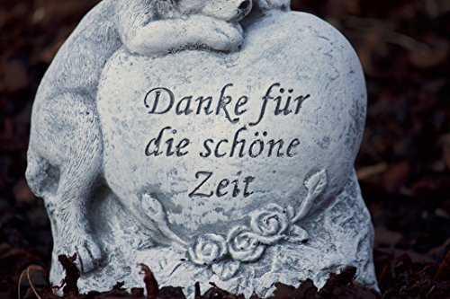 stoneandstyle Grabschmuck Grabstein Hund Danke für die schöne Zeit, Frost- und wetterfest, massiver Steinguss