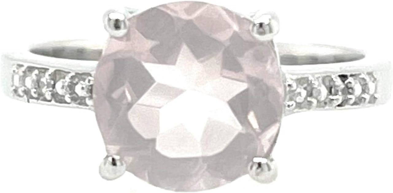 Natural 2ct Pink Rose Quartz 925 Sterling Silver Engagement Ring Size 5, 6, 7, 8, 9