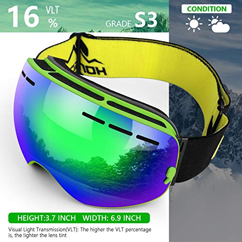 HONGDAK Ski Goggles Snow Snowboard Snowmobile Men Women Youth Kids Anti Fog Winter Sports Snowboarding Skiing Goggles - Thumbnail 2