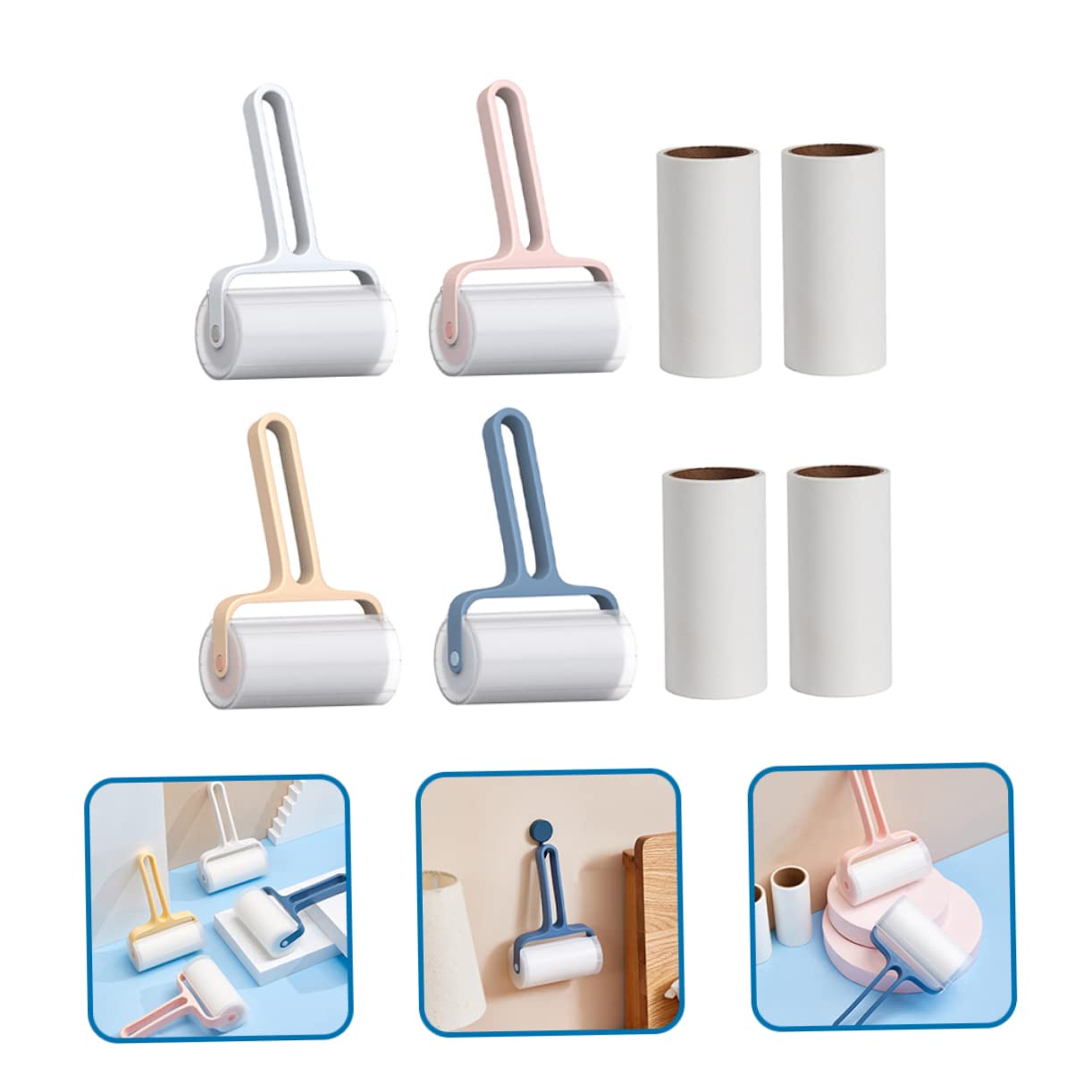 COLLBATH Rullo Adesivo Togli Peli per Animali Domestici Copertura | Ricarica Sostituibile, Set da 1, Pp e Adesivo, Effetto Viscoso Forte, Facile da Rimuovere Colore Casuale