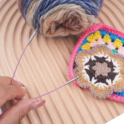 Image of Weabetfu Options Interchangeable Circular Knitting Needle Cable,Swivel 360 Inter.Cable for Circular Needle - 10inch(25cm)