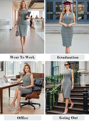 Image of VFSHOW Womens Front Zipper Work Business Office Bodycon Dress Elegant Professional Career Church Party Pencil Sheath Dress