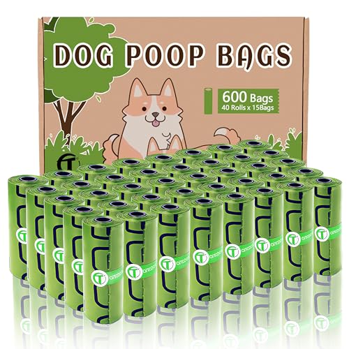 AiTodos® 600PCS Bolsas Caca Perro, Verde - Bolsas Excrementos Perros - Adecuado Salir de Casa, 31 * 22CM, Polietileno-Material, Portátil (40 Rollos, 15 por Rollo) -Poop Bags