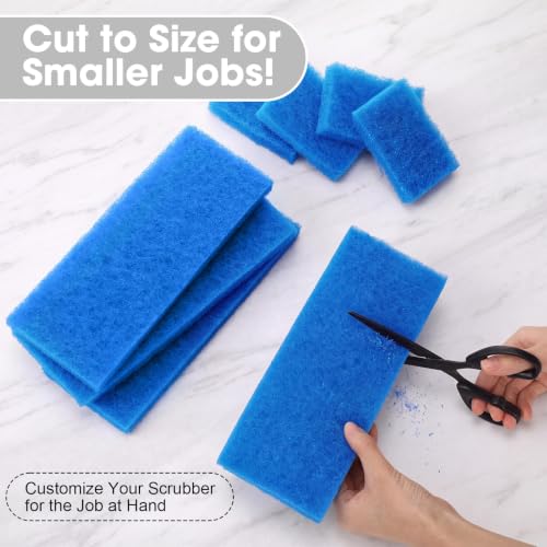 Image of Eccliy 40 Pcs Non Scratch Scrubbing Pad Reusable Kitchen Dish Scrubber Scouring Sponge Pads Multi Purpose for Kitchen Household Cleaning Supplies, 10 x 4 Inch (Blue)