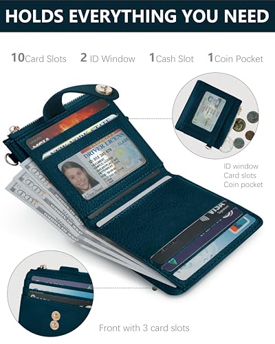 Image of Keychain Wallet Wristlet for Women,RFID Small Wallet | Wallet Wristlet with Zipper Coin Pocket,Vegan Leather Card Wallets for Women, 2 ID Window,Gift