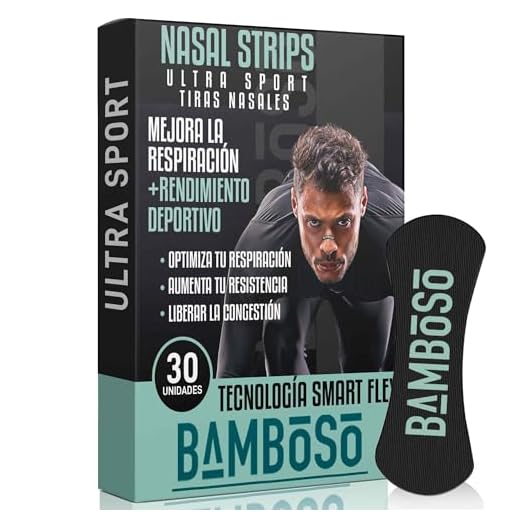 Bamboso 30 Tiras Nasales Deportivas Negras | Mejora la respiración al hacer deporte | Alivia congestión y aumenta rendimiento físico | Hipoalergénicas y cómodas