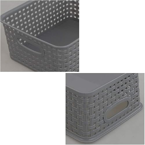 Miniatura 6 de Pekky Cestas de almacenamiento de plástico gris, cestas de organización de aula, 6 paquetes