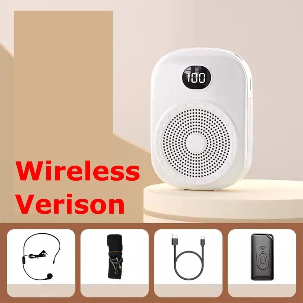 Amplificador de voz de 8 W con micrófono inalámbrico, altavoz PA personal portátil, altavoz recargable de 4600 mAh para profesores, entrenadores, guías turísticos y actividades al aire libre